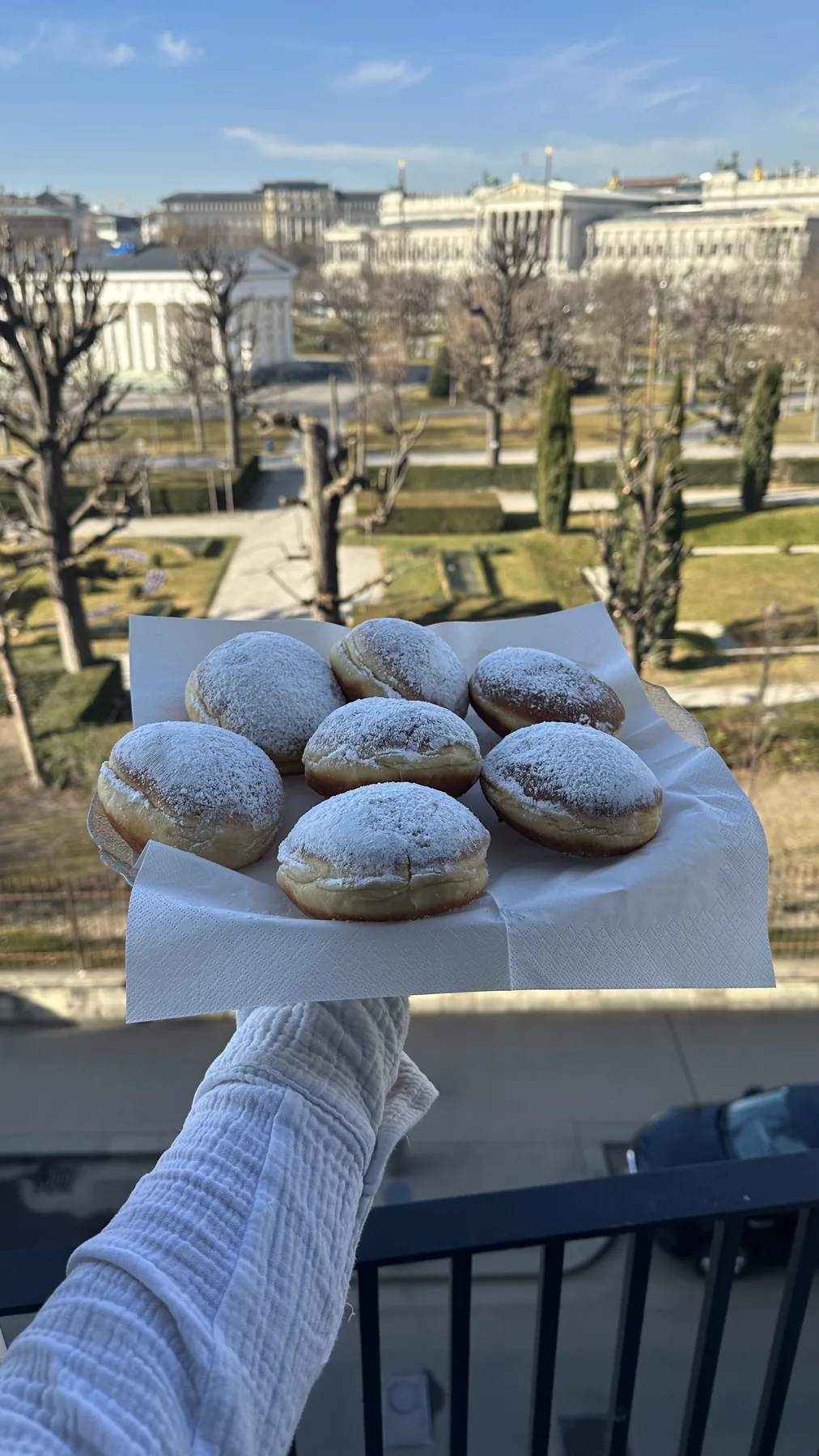 Krapfen auf der Terrasse mit Blick über Wien